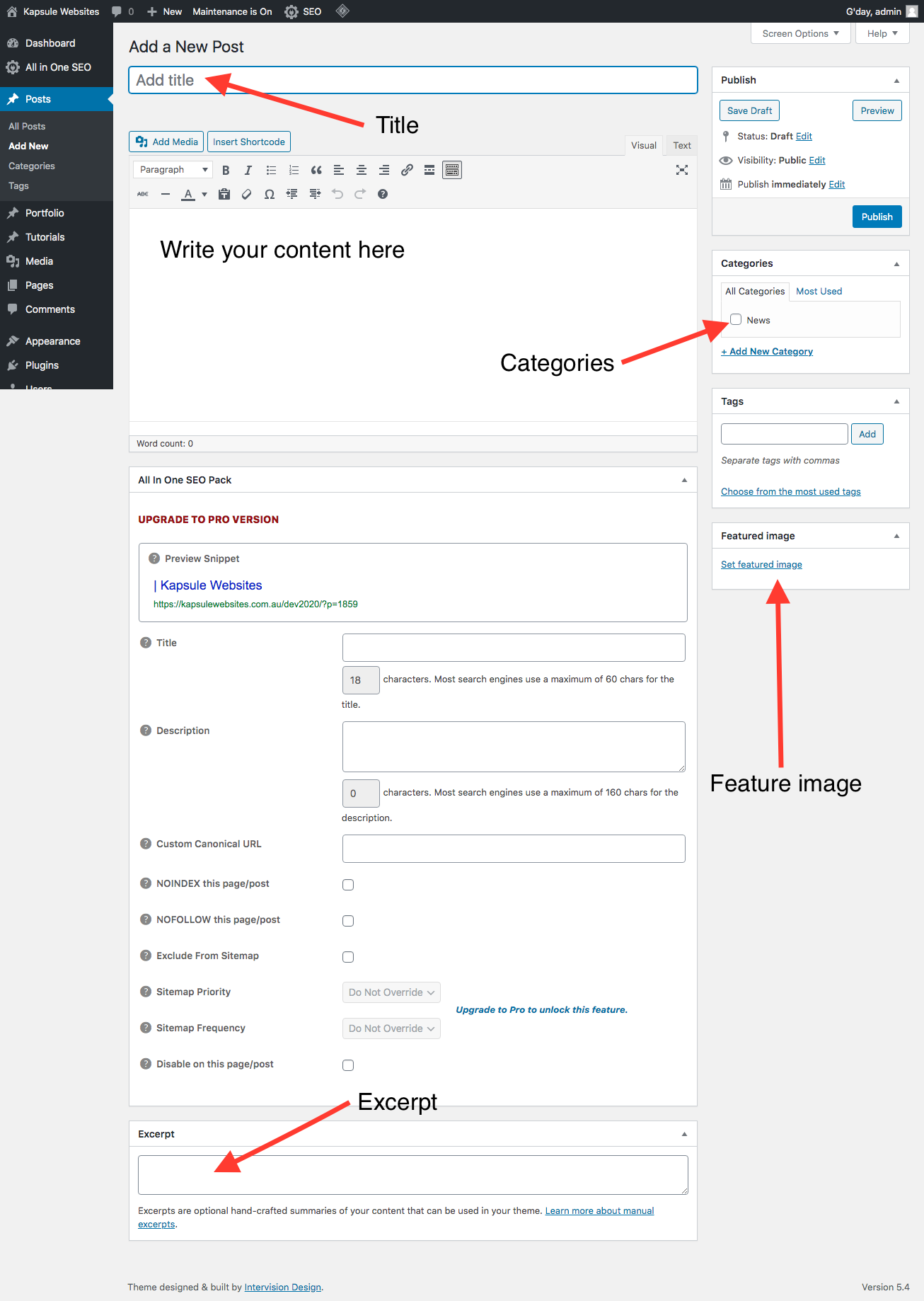 elements of a blog page